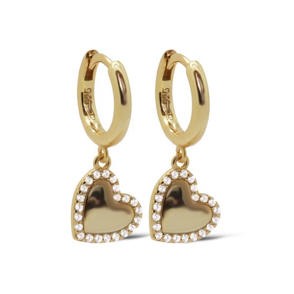Karma oorringen LUNA heart | zilver verguld | zirkonia's | A137GP