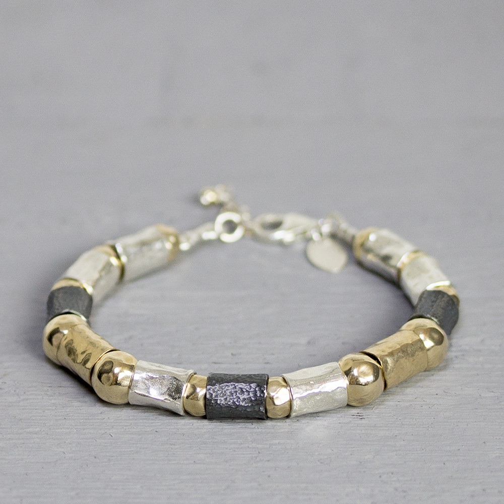 Jéh Jewels goldfilled armband met glanzend, oxi en goldfilled zilver