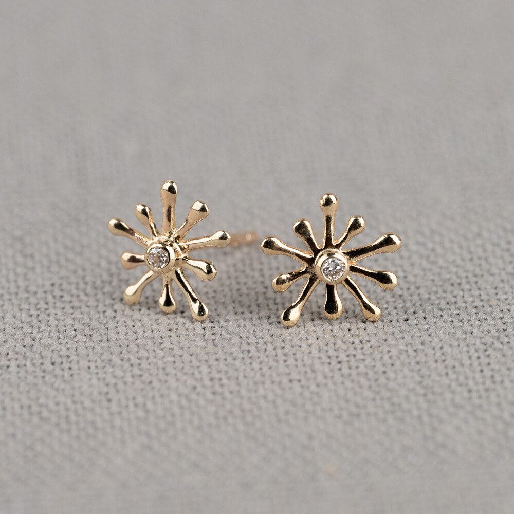 Oorstekers met diamant die sparkelen in je oren. 0.034ct