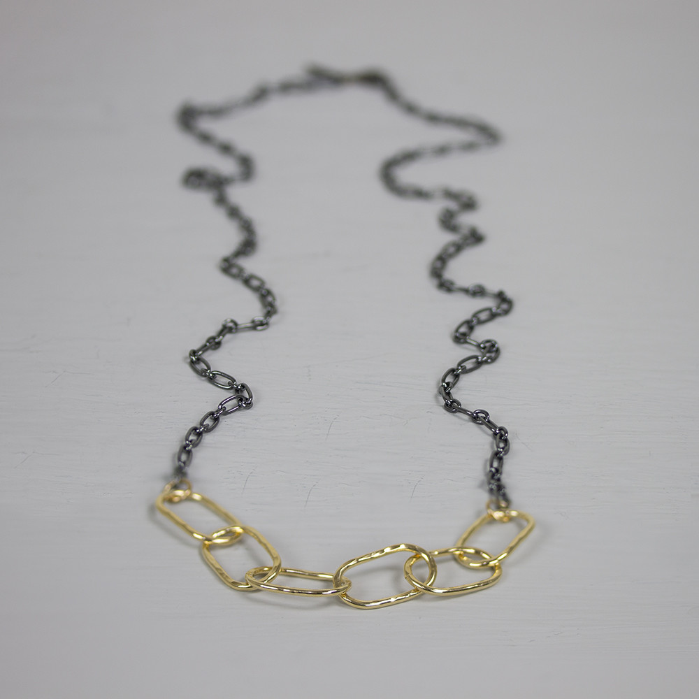 Collier GF + oxy zilver collier OVALS  65 cm