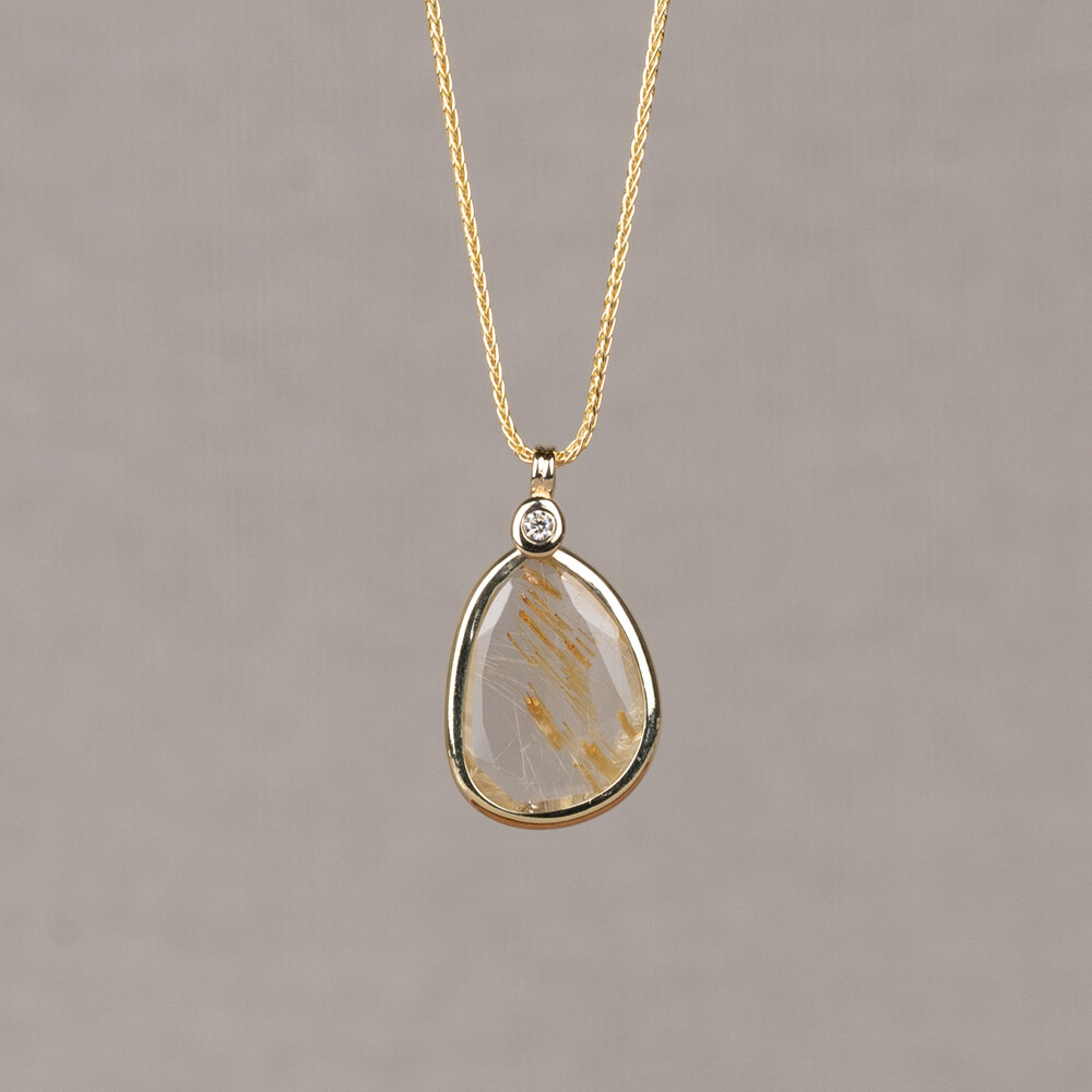Collier G14K + Rutielkwarts
