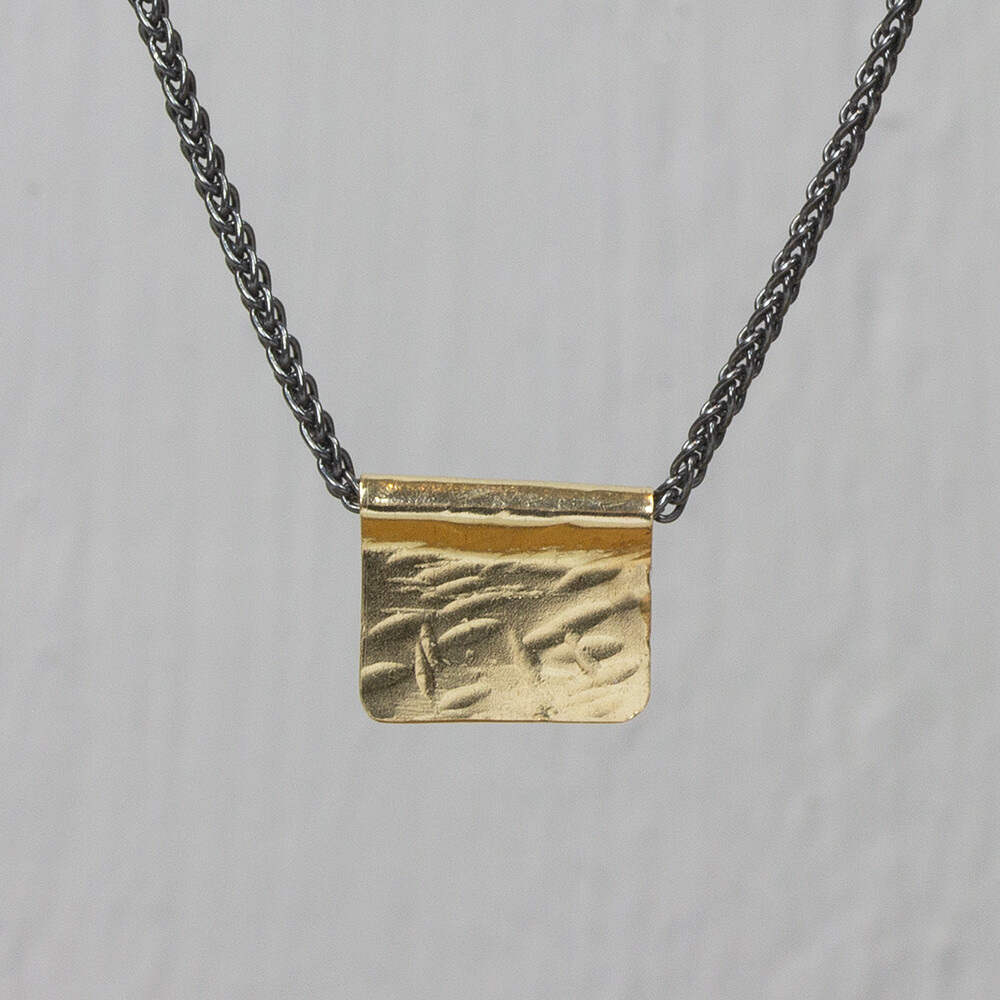 Collier gemaakt van 925 geoxideerd sterling zilver met een zilver vergulde hanger.