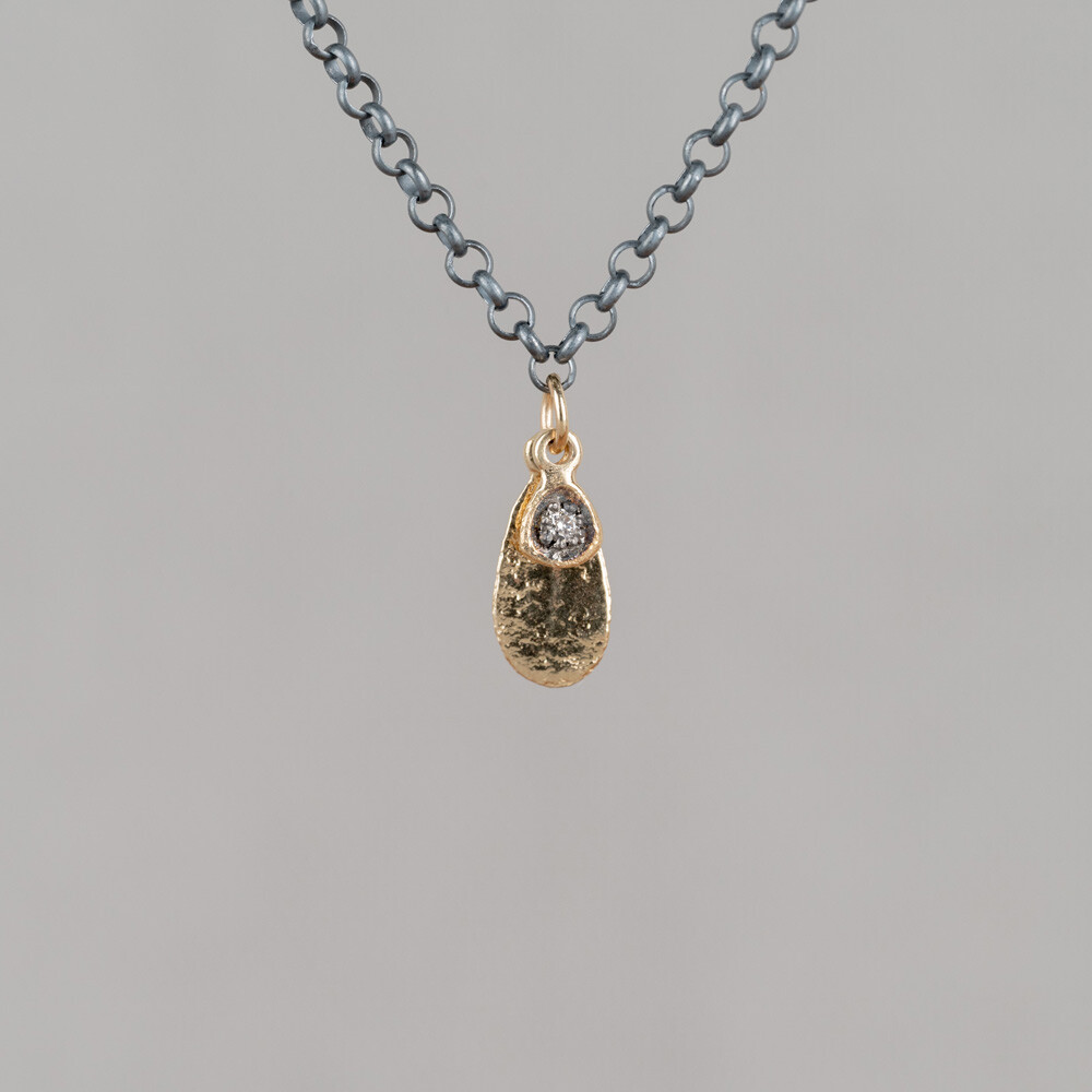 Collier zilver oxy + G14K 0,01CT H/SI