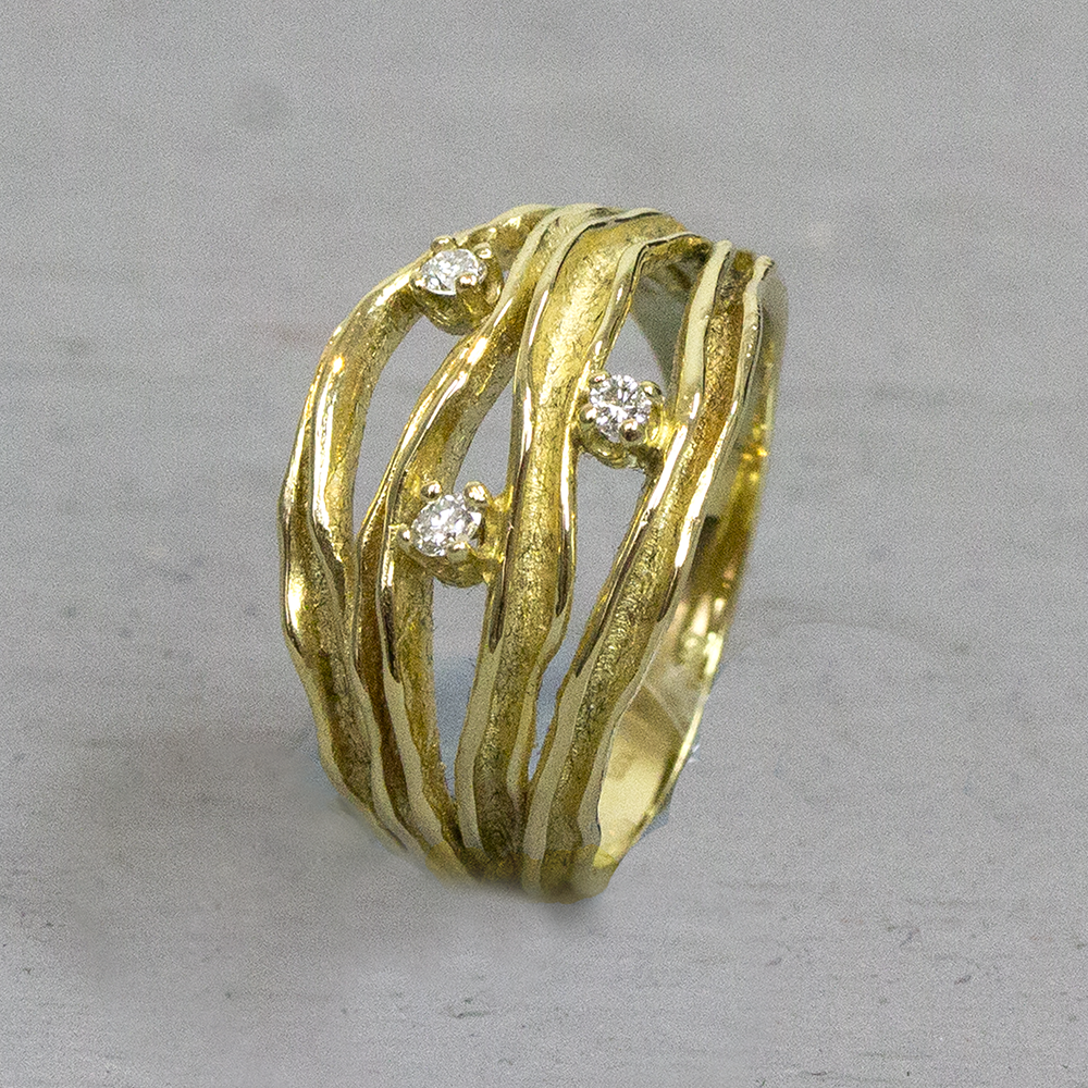 Geel gouden ring 19720-56 diamant 0,12crt H/Si