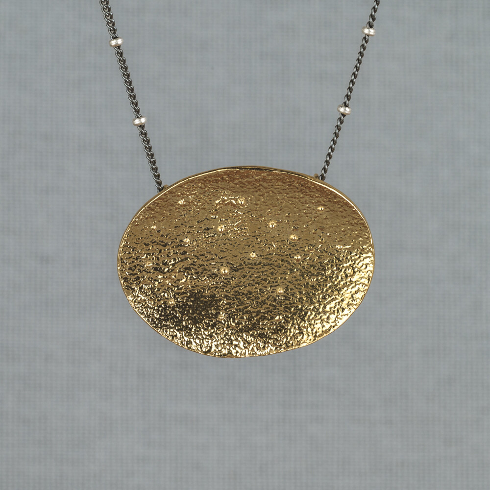 Collier gemaakt van 925 geoxideerd sterling zilver met daaraan een hanger gemaakt van zilver verguld. Combineer dit collier met een paar oorhanger en ring voor een complete look!