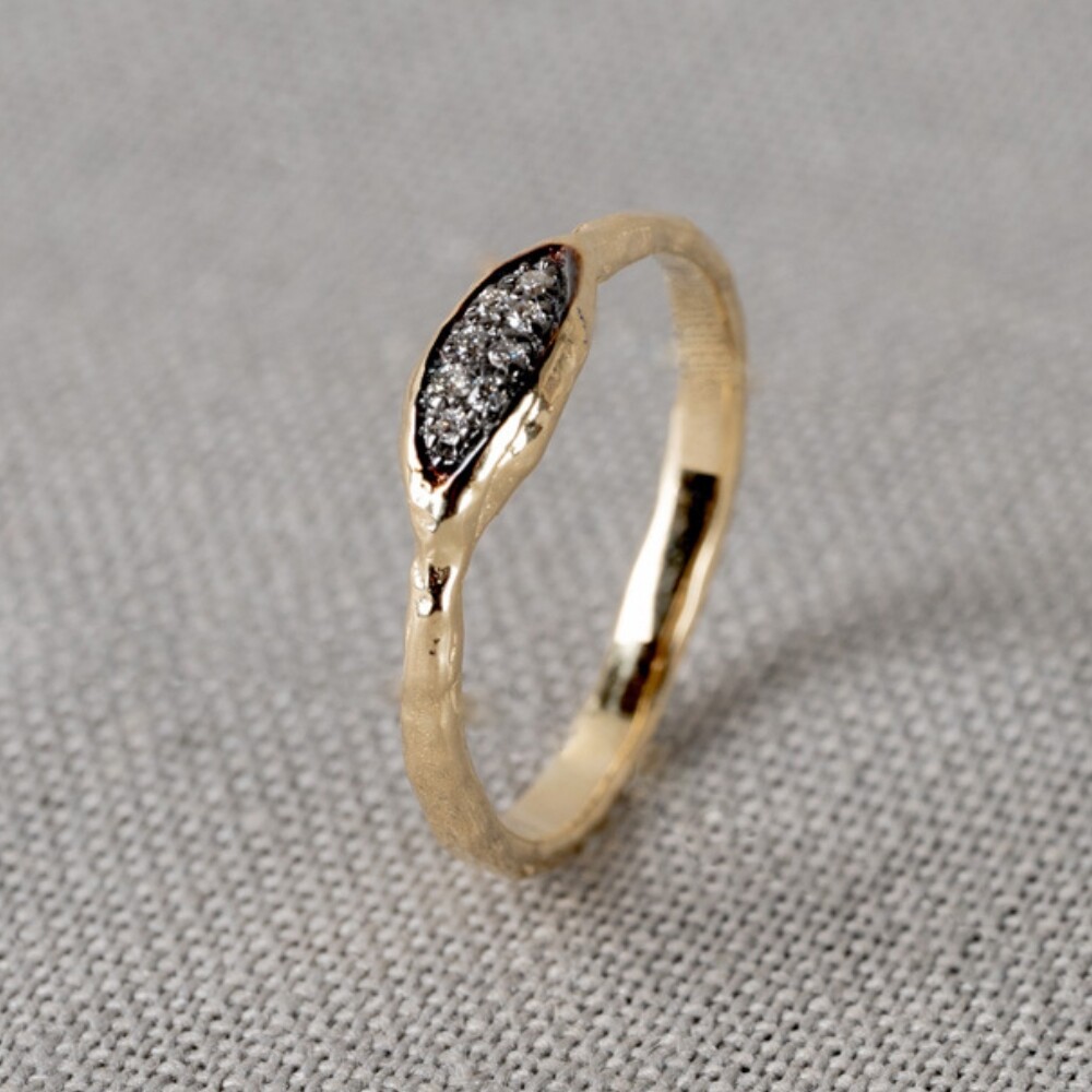 Ring black rhodium single + diamant 0,04 ct 21011