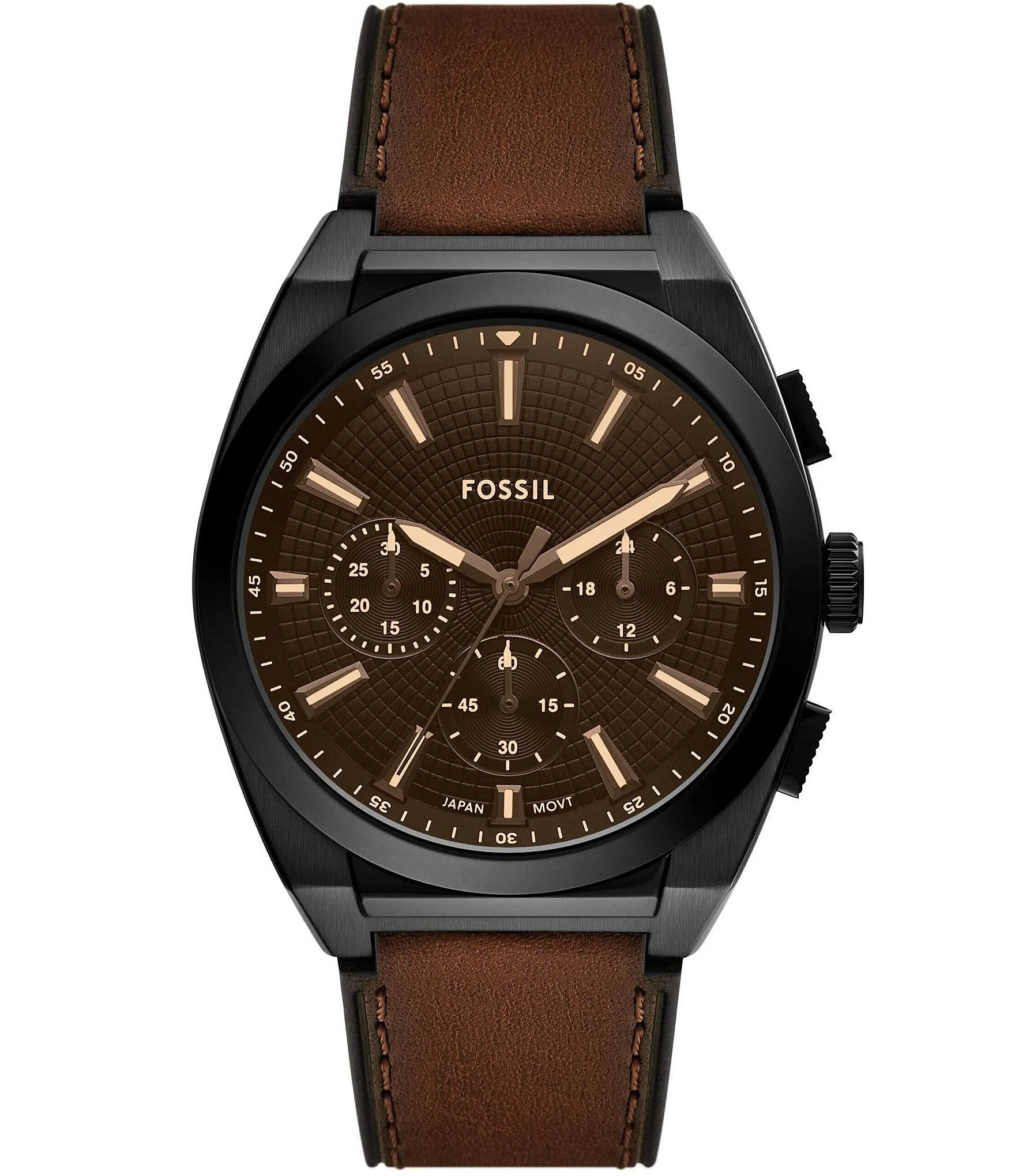 De Fossil horloge FS6108 is een stijlvol polshorloge met een quartz uurwerk en analoge weergave. Het heeft een zwarte wijzerplaat met strepen en een bruine echte leren band. De ronde kast van roestvrij staal heeft een zwart mineralen glas. Waterbestendig tot 5 ATM. Nikkelvrij en anti-allergisch. Perfect voor dagelijks gebruik en casual gelegenheden.