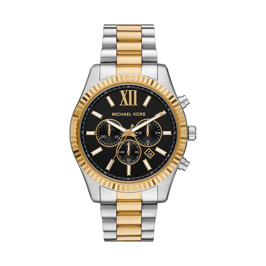 De Michael Kors horloge MK9207 combineert stijl en functionaliteit. Deze horloge heeft een mineraalglas, een roestvrijstalen kast en band in goud-zilverkleur, en een zwarte wijzerplaat met strepen als index. Geschikt voor de pols van 22 mm breed, biedt de klok een chronograaf en datumaanduiding. Ideaal te dragen bij zowel formele als casual gelegenheden.
