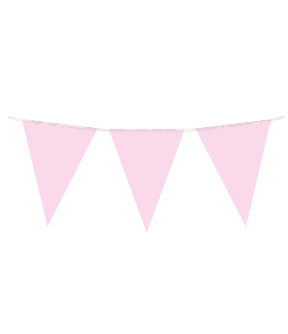 Met de party flags PE - baby pink uit de Basic collectie van Paper Dreams haal je een kwalitatieve roze vlaggenlijn in huis voor een scherpe prijs. De vlaggenlijn is 10 meter lang en de besteleenheid is 6. De vlaggetjes zijn gemaakt van Polyetheen (PE) en zijn gemakkelijk op te hangen.
