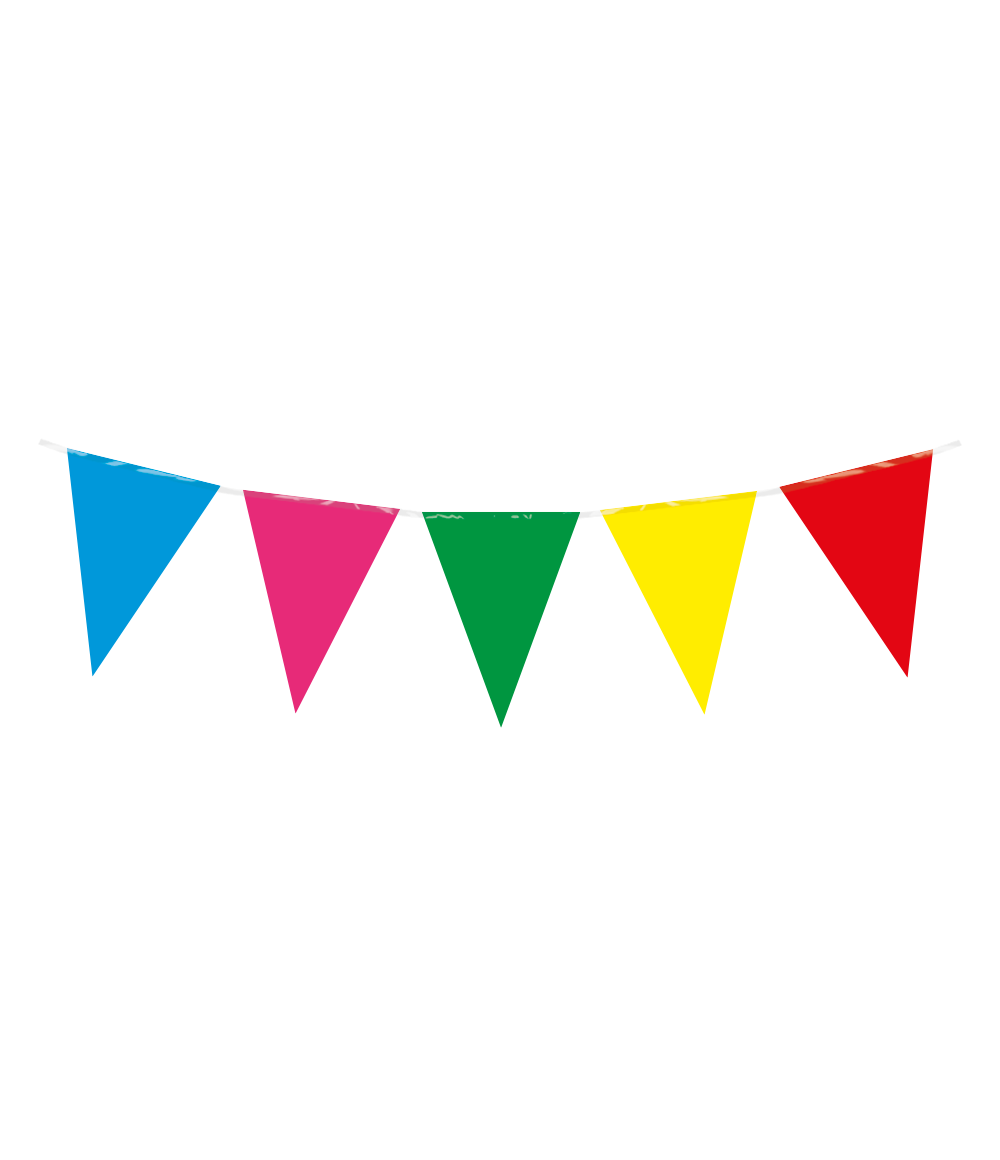 Met de party flags PE - multi colour uit de Basic collectie van Paper Dreams haal je een kwalitatieve meerkleurige vlaggenlijn in huis voor een scherpe prijs. De vlaggenlijn is 10 meter lang en de besteleenheid is 6. De vlaggetjes zijn gemaakt van Polyetheen (PE) en zijn gemakkelijk op te hangen.