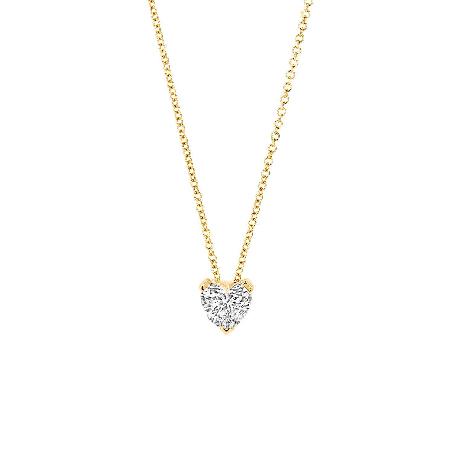 Dit 14k geelgouden collier met hartvormige lab-diamond is een liefdevol statement. Het karaatgewicht van de diamant is 0,5 en de lengte van het collier 42 cm. Geef dit prachtige, veelzeggende sieraad cadeau aan een geliefde of aan jezelf. 