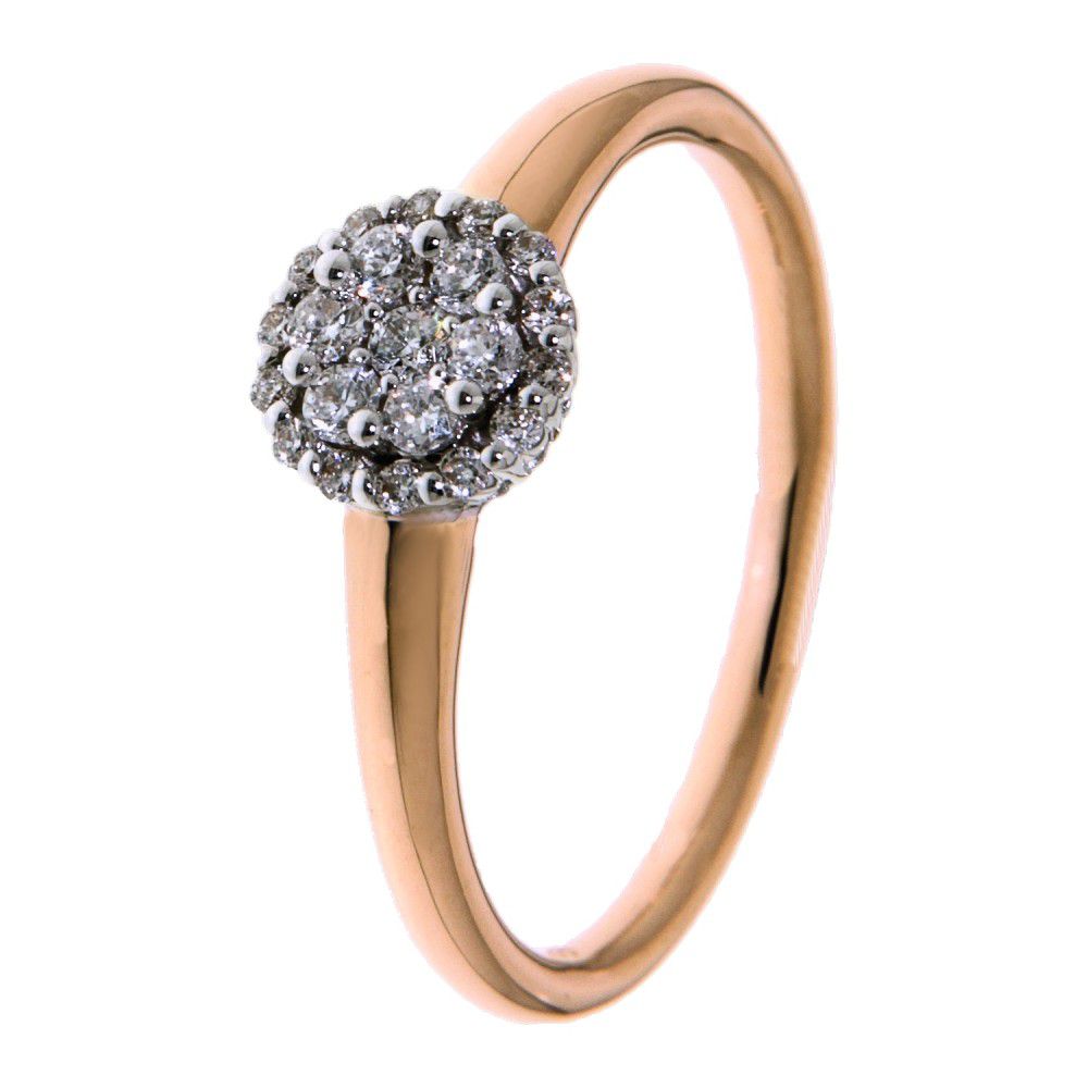 Bicolor wit- en roségouden ring met briljant.
