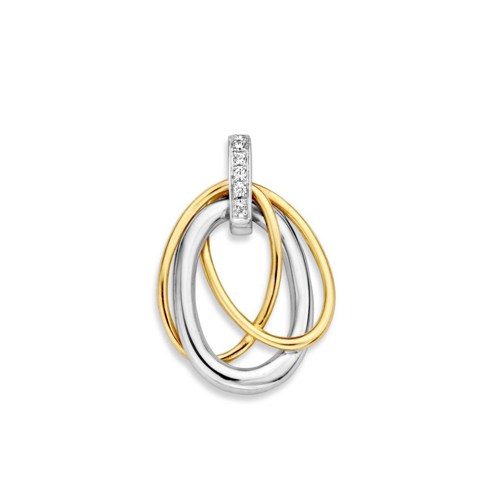 Bicolor gouden hanger met zirkonia.
