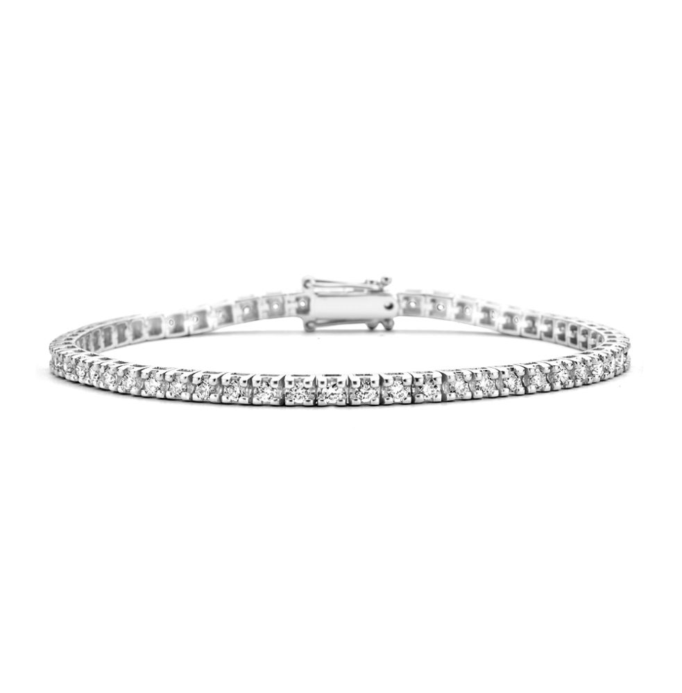 Prachtige luxe 14krt witgouden tennisarmband met 57 briljant geslepen diamanten, 2.01 crt H SI
