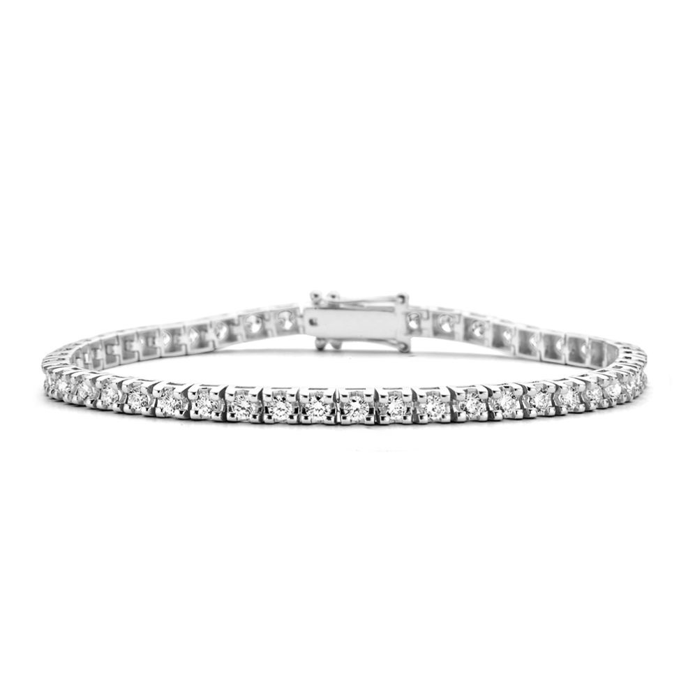 Witgouden tennisarmband met briljant, 63 briljanten, 3.01 crt. totaal.
