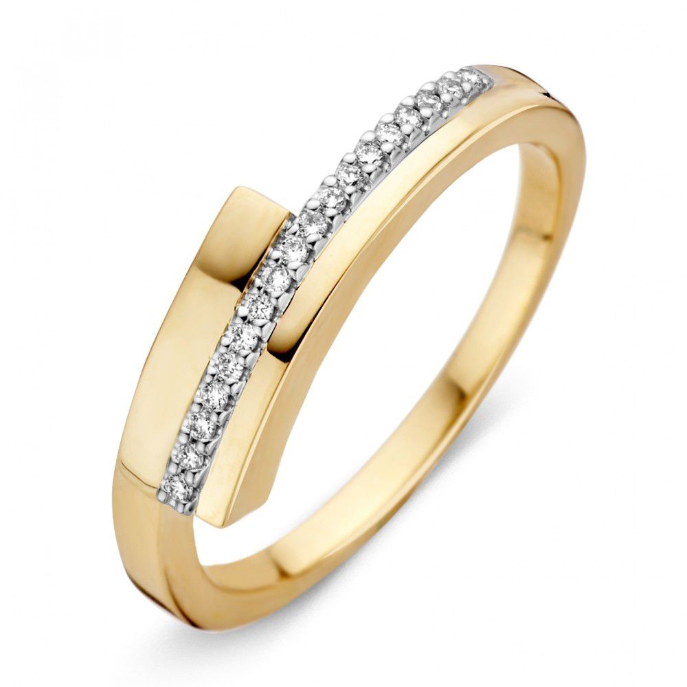 Bicolor wit- en geelgouden ring.
