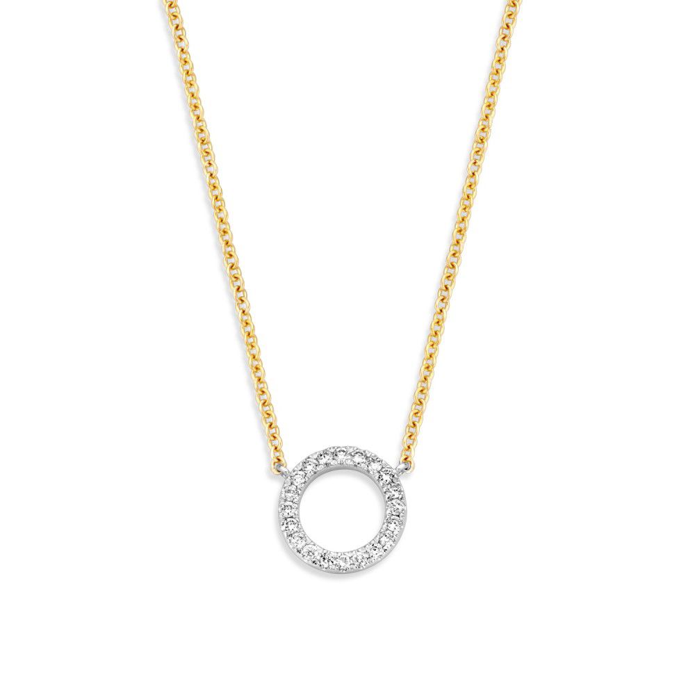 Geelgouden collier met diamanten hanger.
