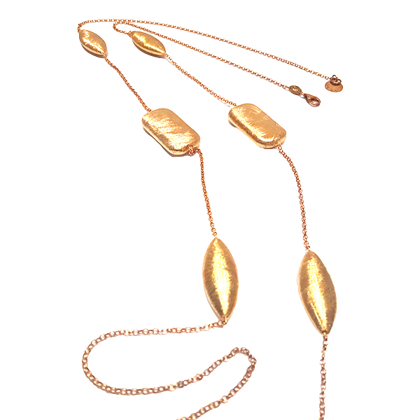 Marccello Pane zilver dorée geborstelde collier 