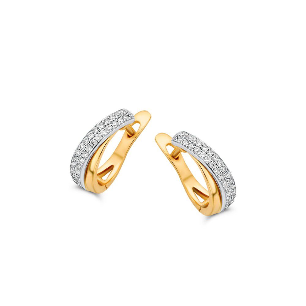 Bicolor gouden oorringen met diamant.
