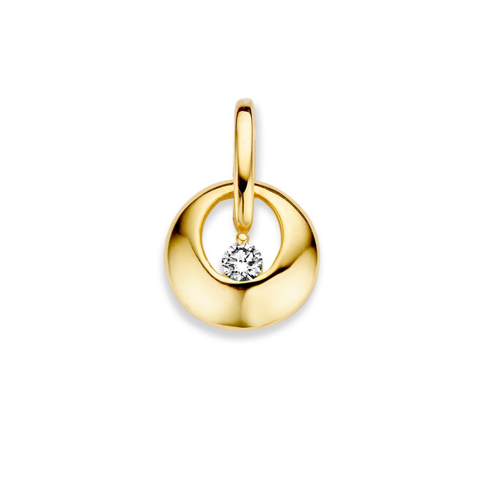 Geelgouden hanger met zirkonia.
