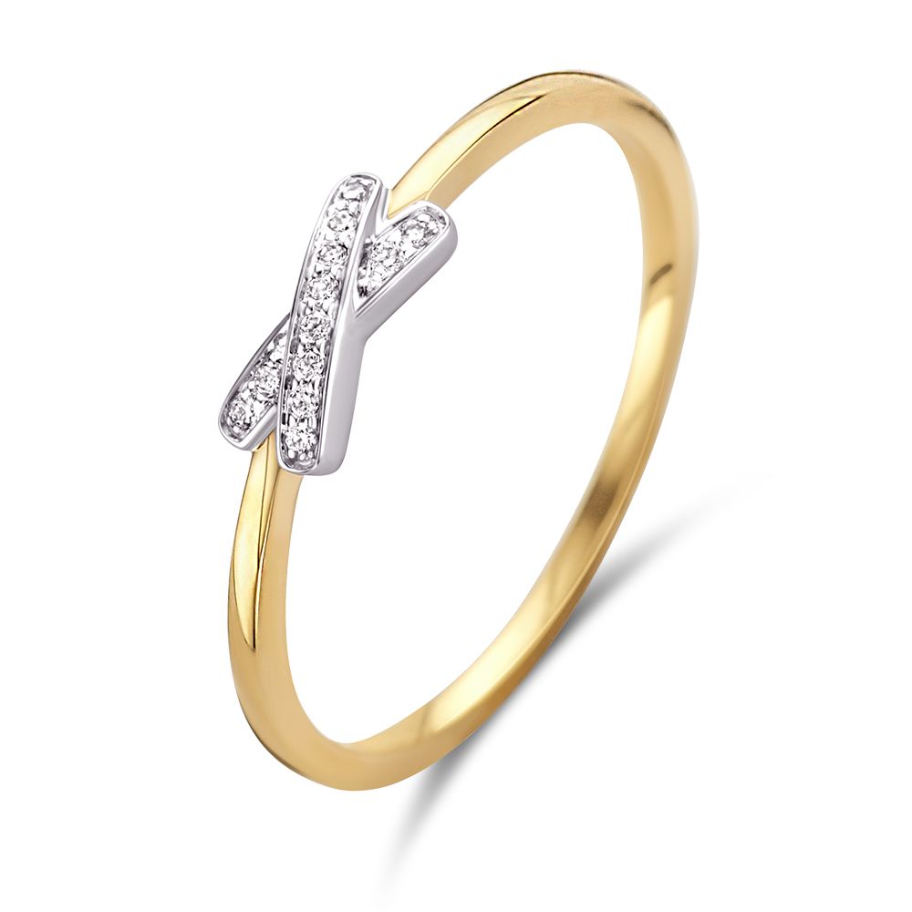 Bicolor ring met een x-jevan diamant.
