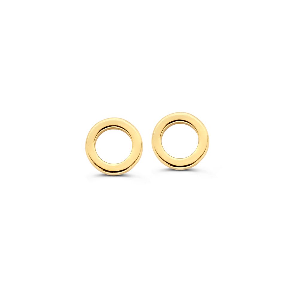 Geelgouden oorstekers in rond design.
