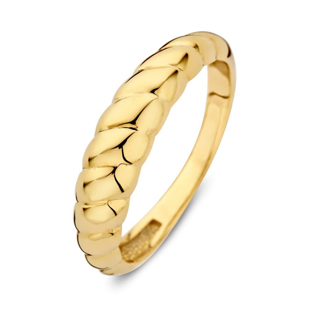 Geelgouden croissant ring.
