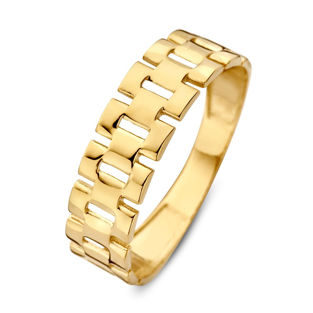 Geelgouden ring met 'Rolexschakel'.
