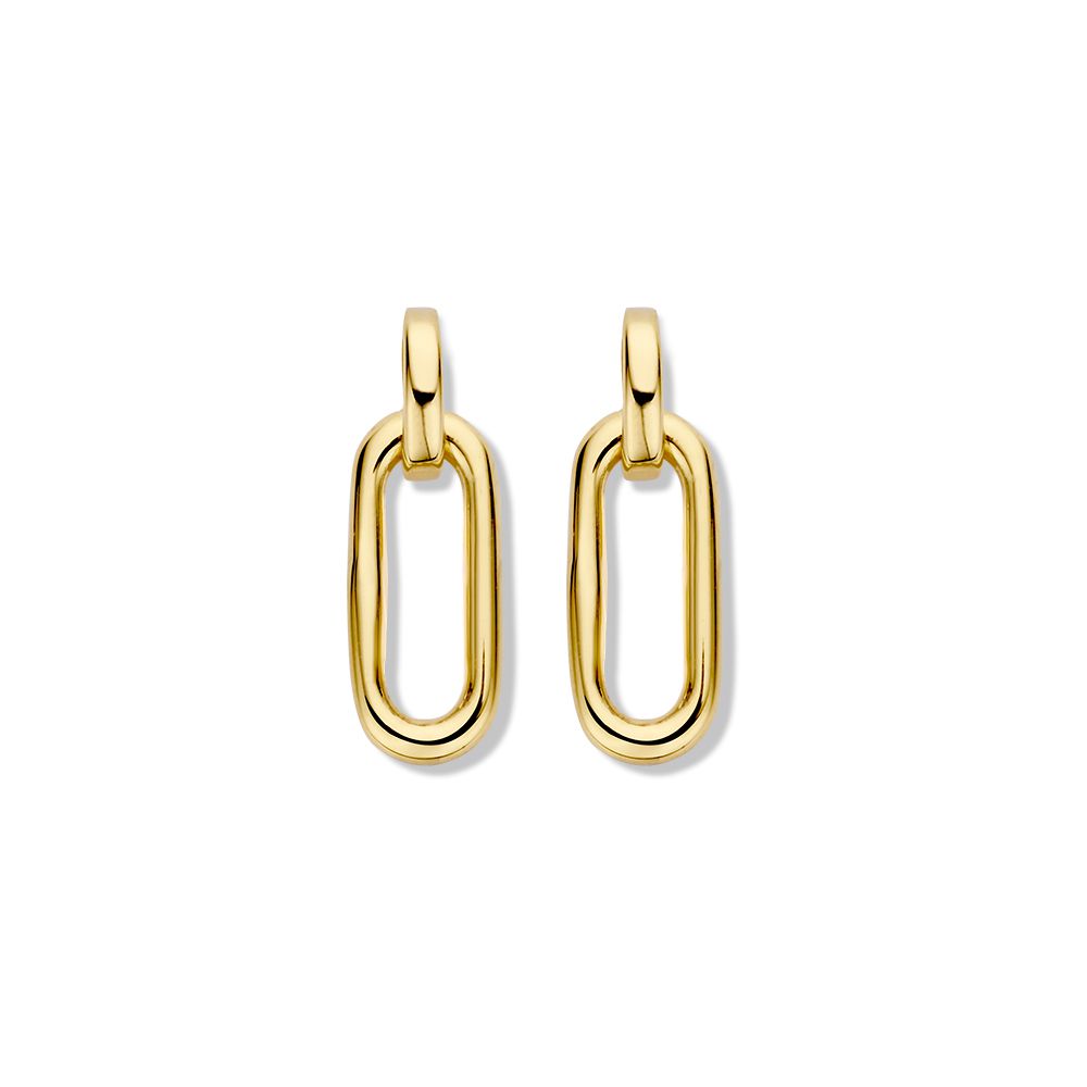 Geelgouden oorstekers met paperclip schakel.
