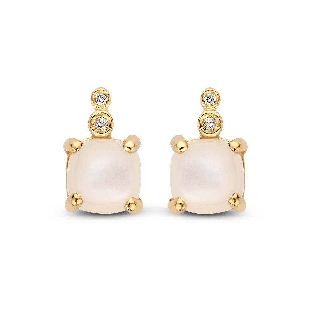 Schitterende oorsieraden met maansteen en diamant.
