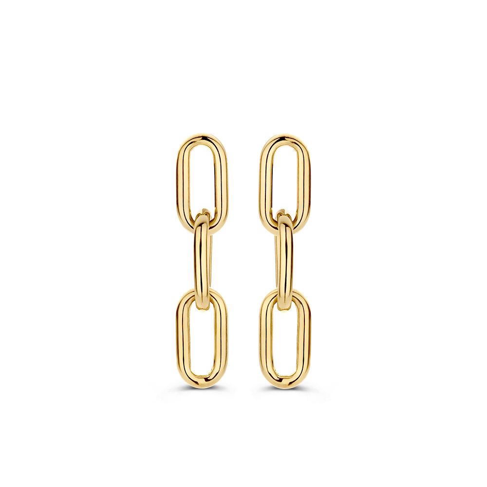 Geelgouden oorstekers met paperclipschakel.

