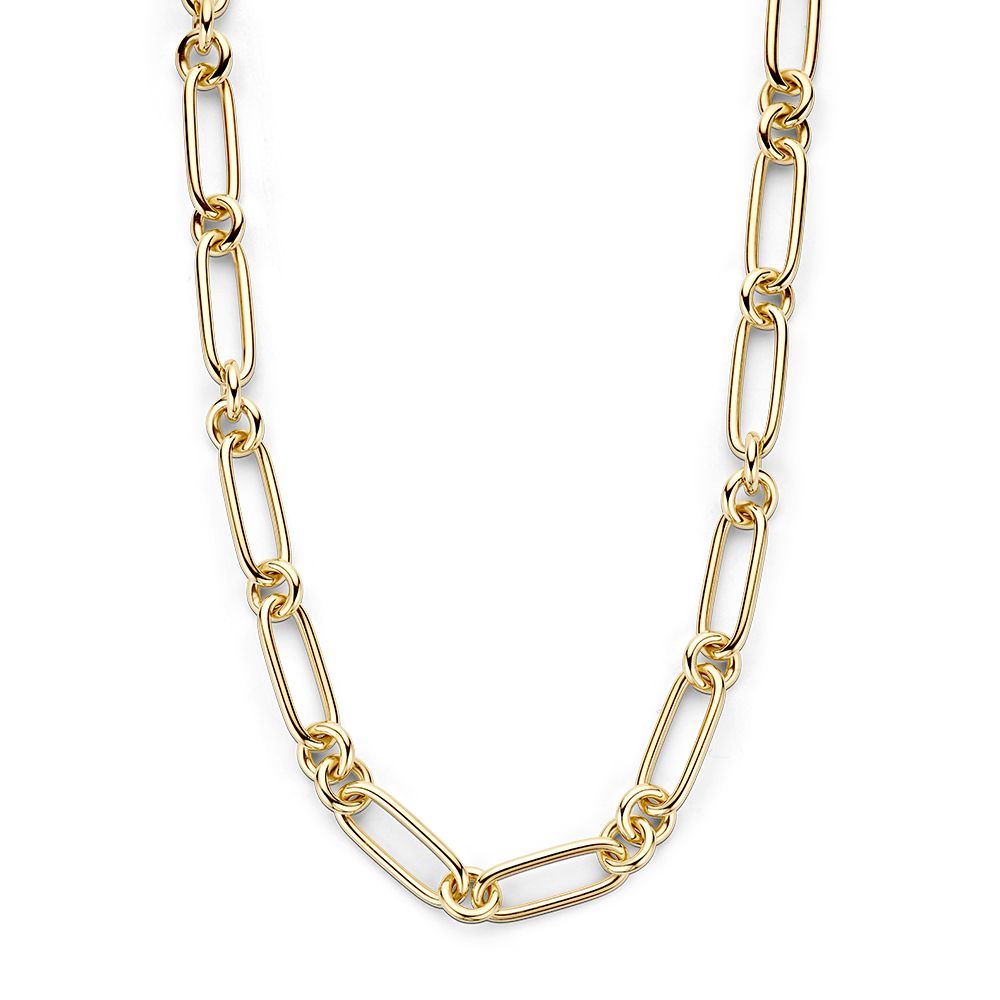 Een zwaar en luxe gouden colliermet grove schakels, een echte eyecatcher!
