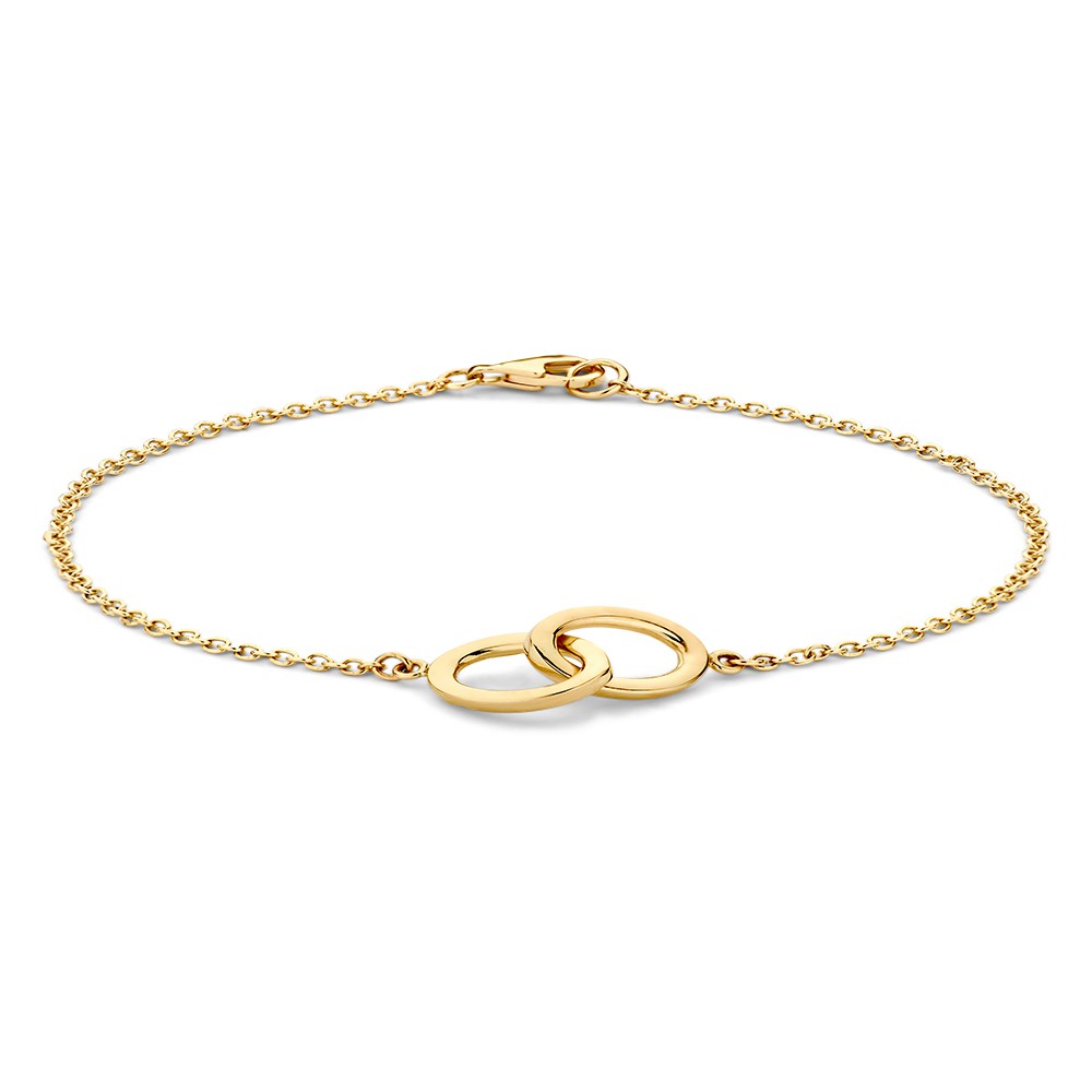 Gouden armband met ovale verbonden schakels.
