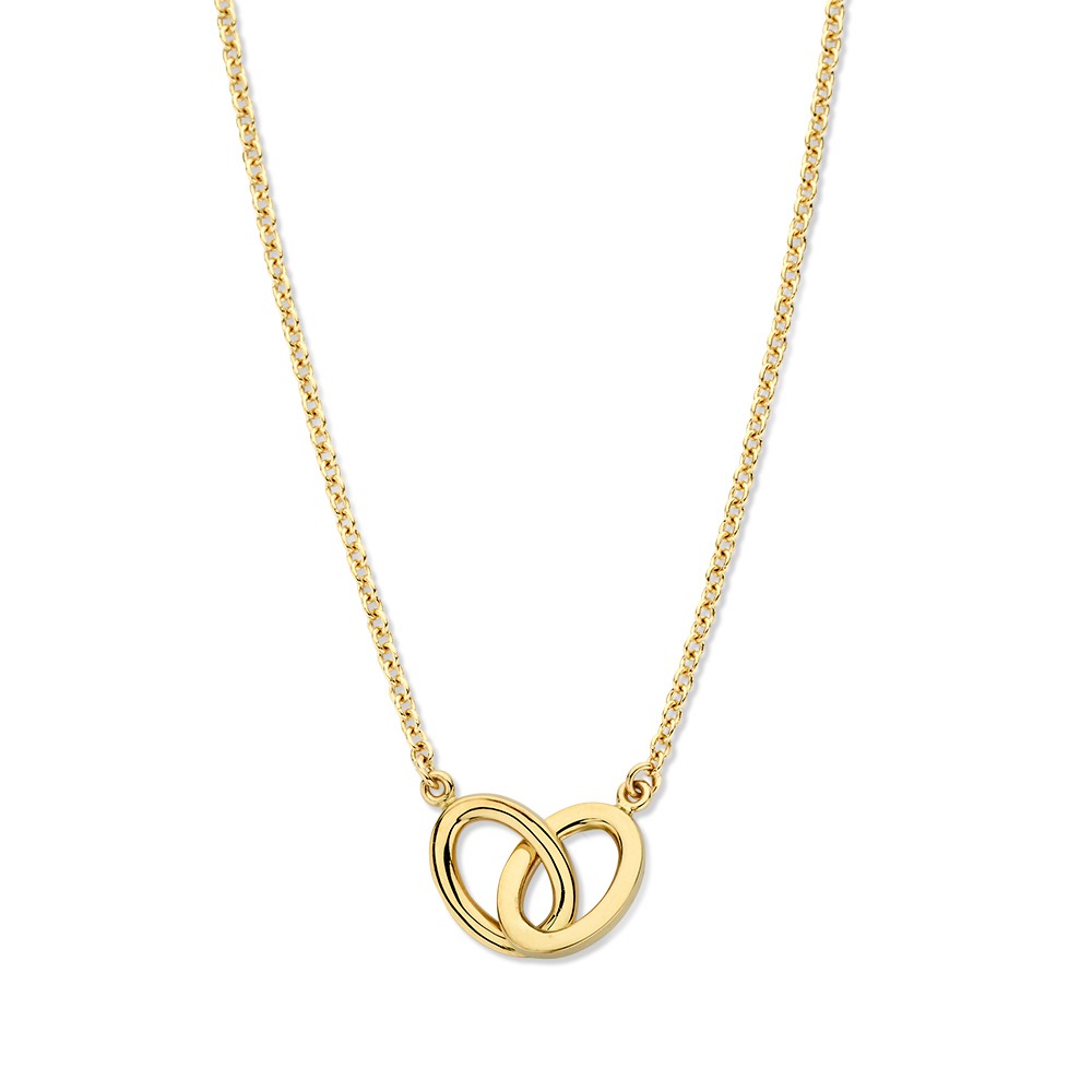 Geelgouden collier met verbonden schakels.
