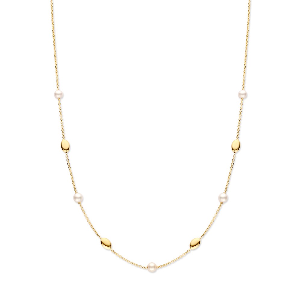 Voeg een vleugje klasse toe aan je sieradencollectie met ditexclusieve collier van 14 karaat geelgoud, verrijkt met schitterende parels. Dit sieraad straalt verfijning en tijdloze schoonheid uit, perfect voor zowel dagelijkse elegantie als speciale gelegenheden. De combinatie van warm geelgoud en de zachte glans van de parel maakt dit collier een onmisbaar accessoire voor liefhebbers van luxe sieraden.

