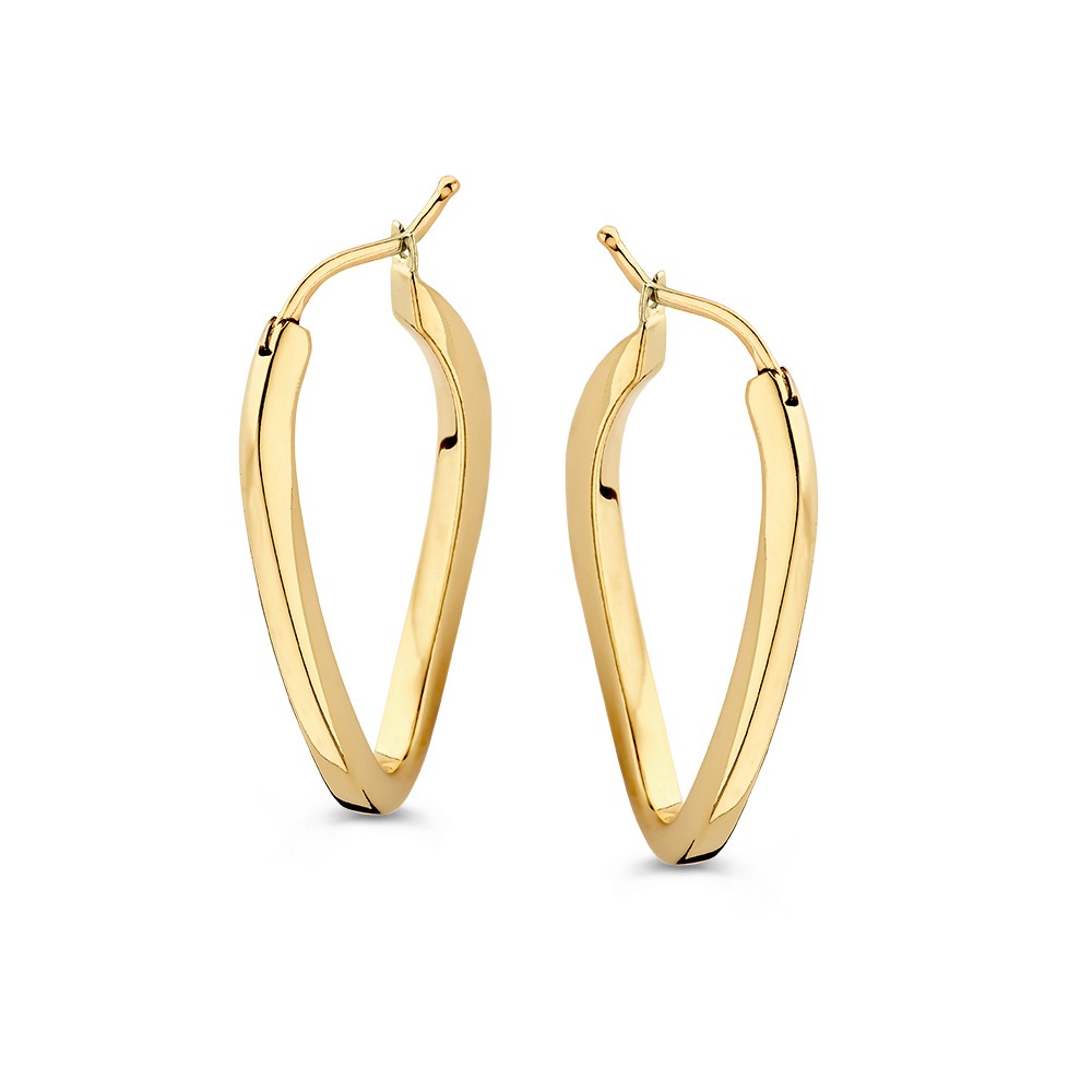 Geelgouden oorringen met een speelse twist.
