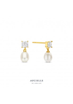 Geel gouden oorbelstekers met parel en witte topaas Deze elegante oorbellen zijn gemaakt in 18 karaat geel goud. Ze stralen verfijning uit. Perfect voor zowel formele als casual gelegenheden. Draag ze met opgestoken haar om hun schoonheid optimaal te tonen en te schitteren bij elke gelegenheid. Voeg een vleugje luxe toe aan je dagelijkse look.