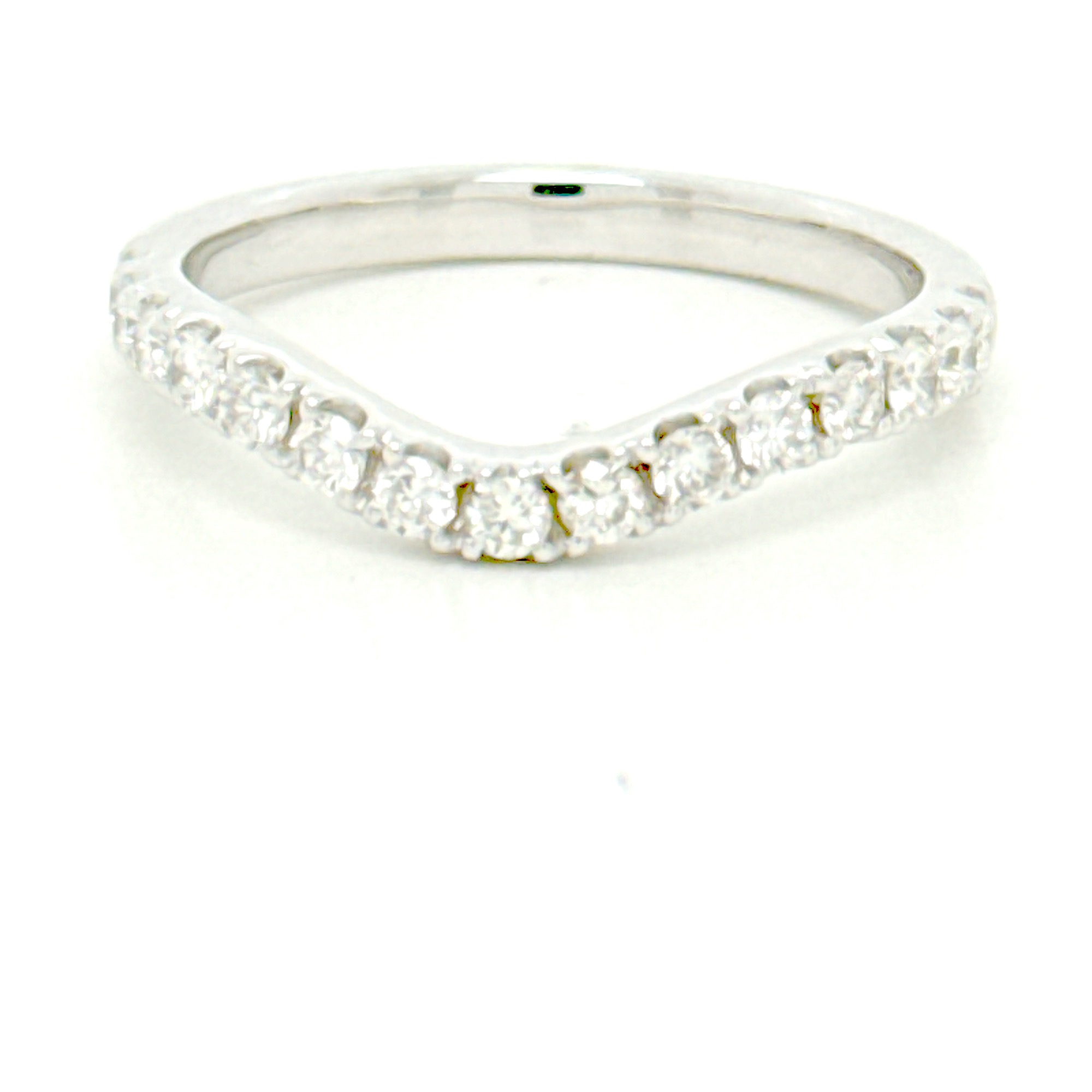 18 karaat wit goud ring gebogen met 0.43ct briljant castle zetting