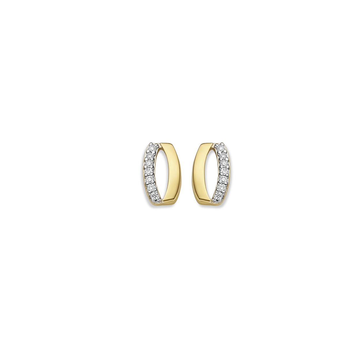 oorsteker geelgoud 18Kt met echte diamantjes 0.04Ct
