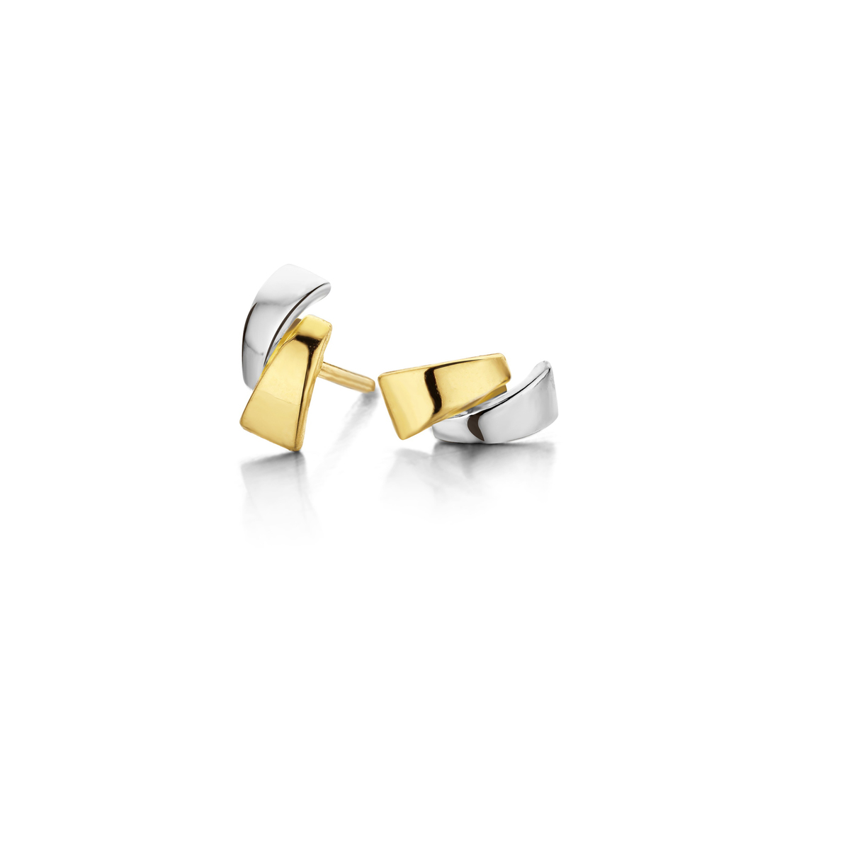 oorsteker tweekleurig goud 18Kt
