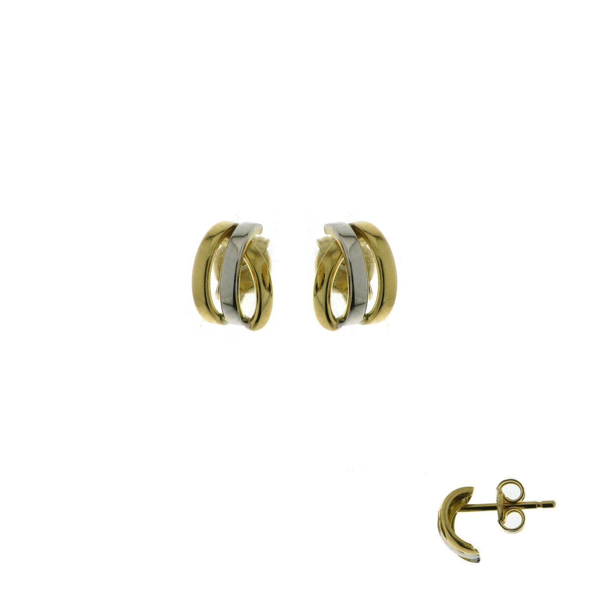 oorsteker tweekleurig goud 18Kt