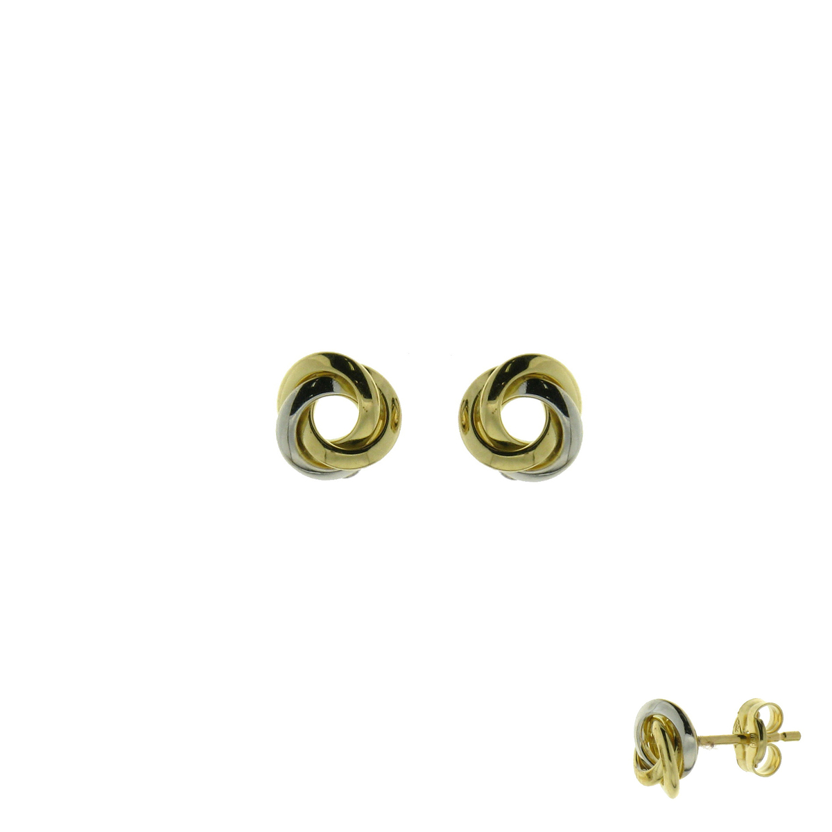 oorsteker tweekleurig goud 18Kt