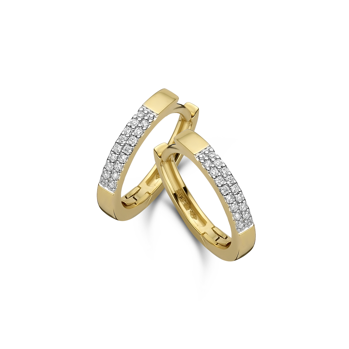 oorringen tweekleurig goud 18Kt met diamanten 0.10Ct 
