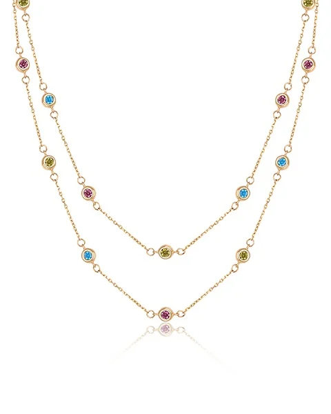 Swing Jewels  Collier Kleurstenen 2 rijig