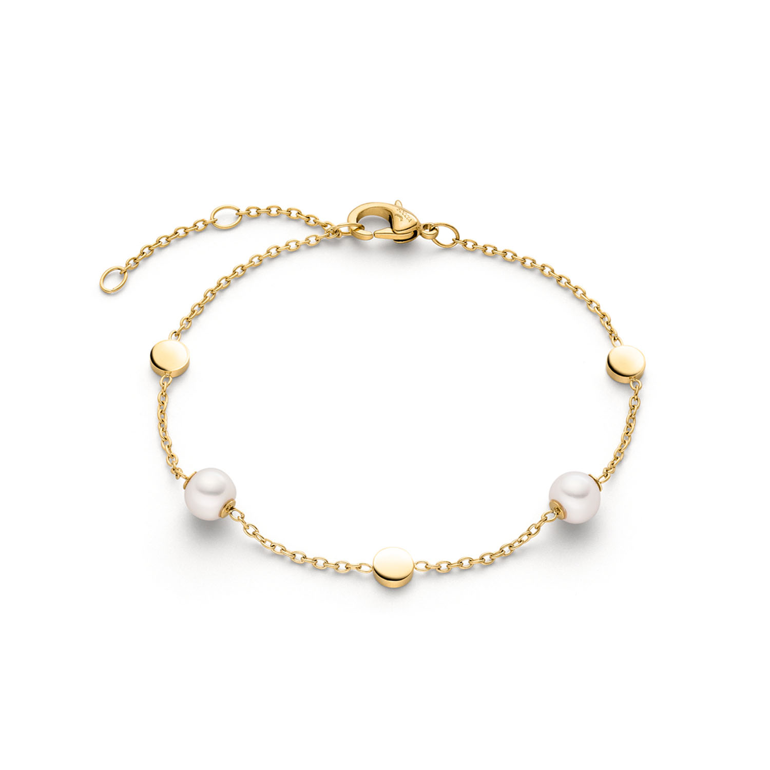 puur titanium
gepolijst
verguld
2 zoetwater gekweekte parels
L. ca. 17 cm + 4 cm verlenging