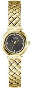 Het Guess Mini Rumour GW0839L2 dameshorloge is een aantrekkelijke keuze die moderniteit combineert met klassieke stijl. Het heeft een goudkleurige envelop van roestvrij staal met een breedte van 26 mm, wat het een solide en elegante uitstraling geeft. De zwarte wijzerplaat van het horloge is bedekt met mineraalglas, wat zorgt voor een duidelijke aflezing van de uren. De gouden armband, ook gemaakt van roestvrij staal, vult het geheel perfect aan en creëert een harmonieuze compositie. Het horloge heeft een waterbestendigheid tot 30 meter, wat het praktisch maakt voor dagelijks gebruik. Het is een prachtig accessoire dat een perfecte aanvulling kan zijn op elke stijl.