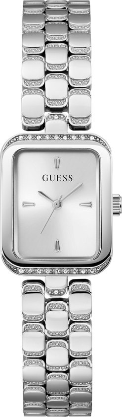 Guess horloge met stalen band, rechthoek staal+cz