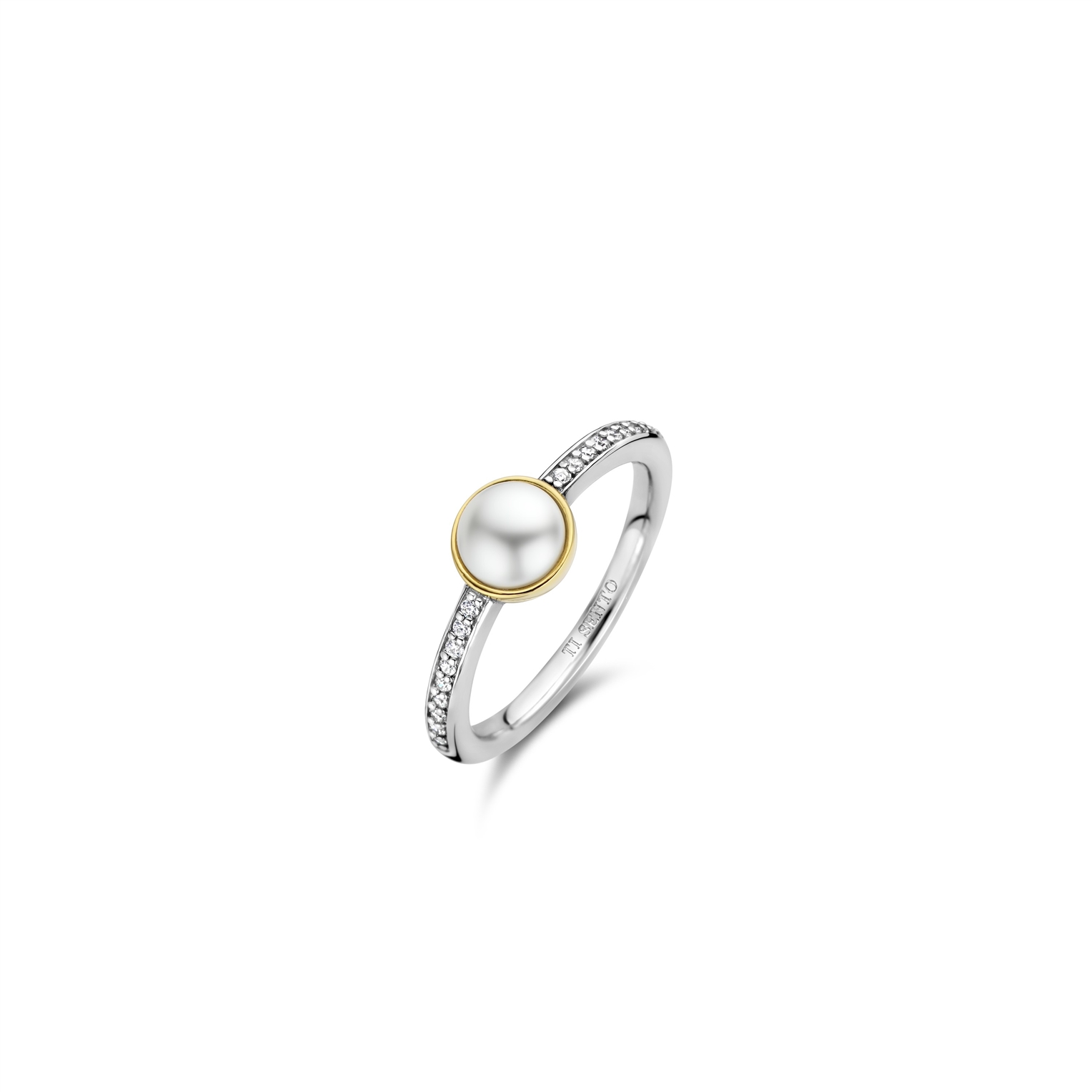 De TI SENTO - Milano Ring 12308YP is gemaakt van Zilver gold plated. De kleurstelling van deze ring is Parel met geel verguld. Alle TI SENTO - Milano producten worden geleverd in een luxe geschenkverpakking.