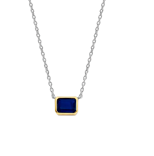 TI SENTO ZILVEREN COLLIER VERGULD met blauwe steen