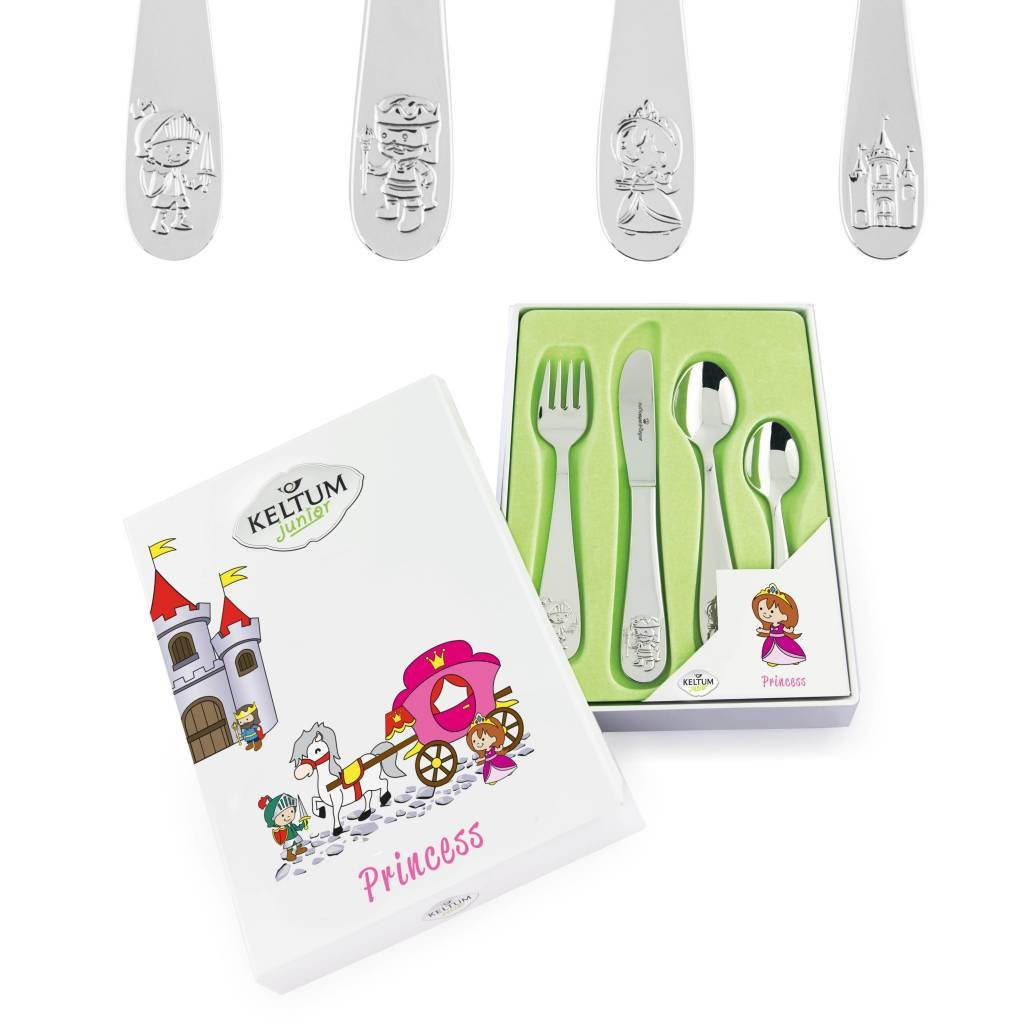 Kinderbestek Princess KS072.GA4 van Keltum is een betoverend besteksetje voor kleine royalty's. Het bevat een vork, mes en lepel, allen versierd met elegante prinsessenontwerpen. Perfect voor ontbijt, lunch en diner. Ontworpen voor kinderhandjes, waardoor zelf eten een feestje wordt. Dit besteksetje is een ideaal kraamcadeau of voor speciale gelegenheden in het leven van een kind.
